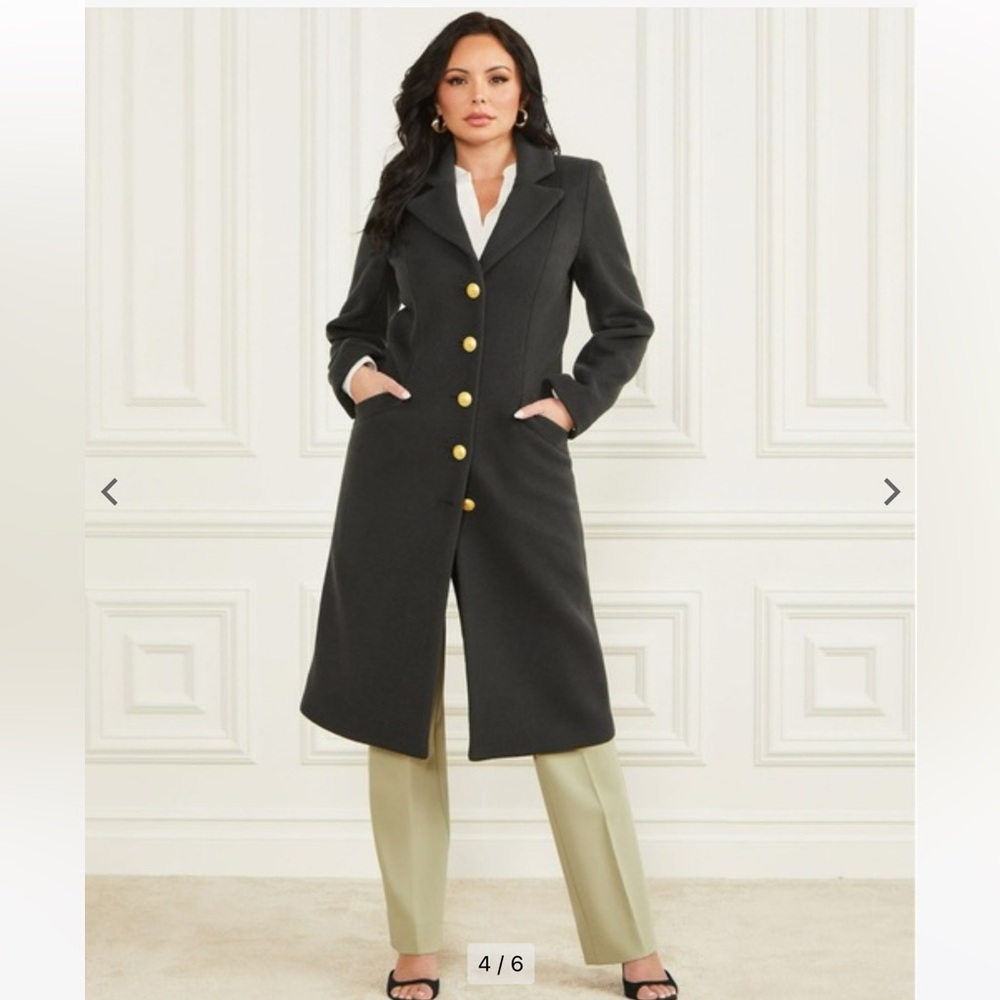 New Guess Marciano Chenille Green Francesca London Long Double Coat 4 S 6 M